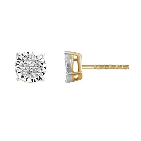 LADIES EARRING 1/10 CT ROUND DIAMOND 10K YELLOW GOLD