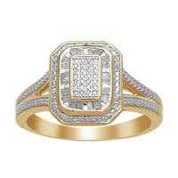 Thumbnail for LADIES RING 1/6 CT ROUND/BAGUETTE DIAMOND 10K YELLOW GOLD