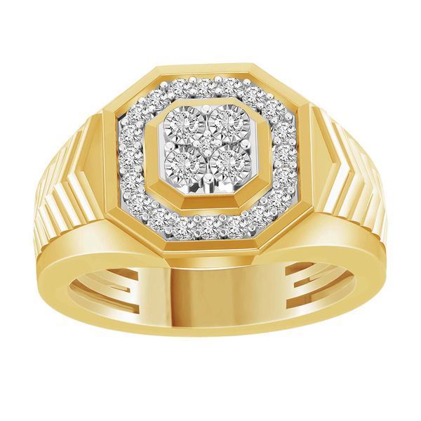 MEN'S RING 1/2 CT ROUND DIAMOND 10K YELLOW GOLD