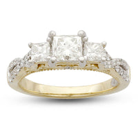 Thumbnail for LADIES BRIDAL RING SET 1 1/2 CT ROUND/PRINCESS DIAMOND 14K YELLOW GOLD