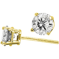 Thumbnail for SOLITAIRE EARRINGS 1/3 CT ROUND DIAMOND 14k YELLOW GOLD