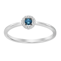Thumbnail for LADIES RING 1/10 CT WHITE/BLUE ROUND DIAMOND 10K WHITE GOLD