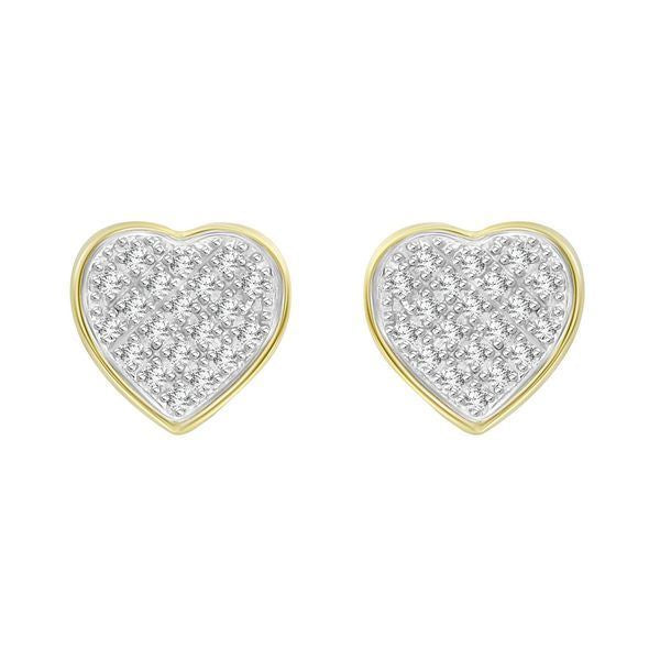 MEN'S EARRINGS 1/6 CT ROUND DIAMOND 10K YELLOW GOLD
