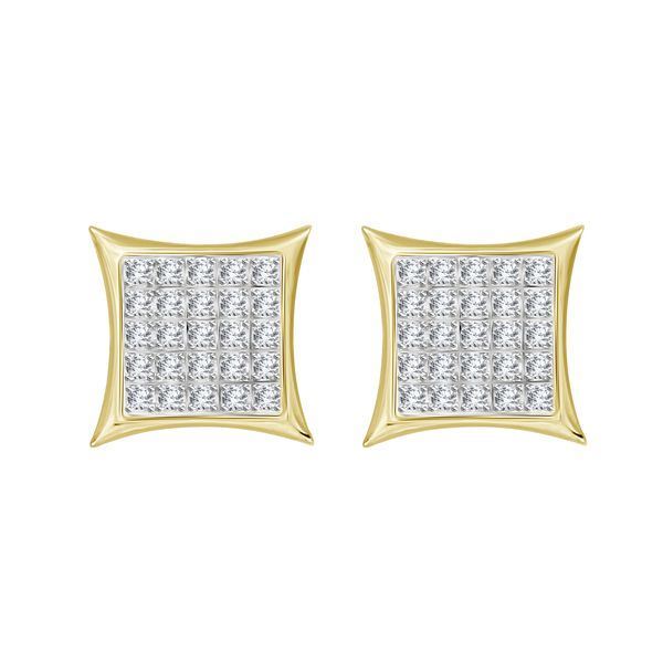 MEN'S EARRINGS 1/6 CT ROUND DIAMOND 10K YELLOW GOLD