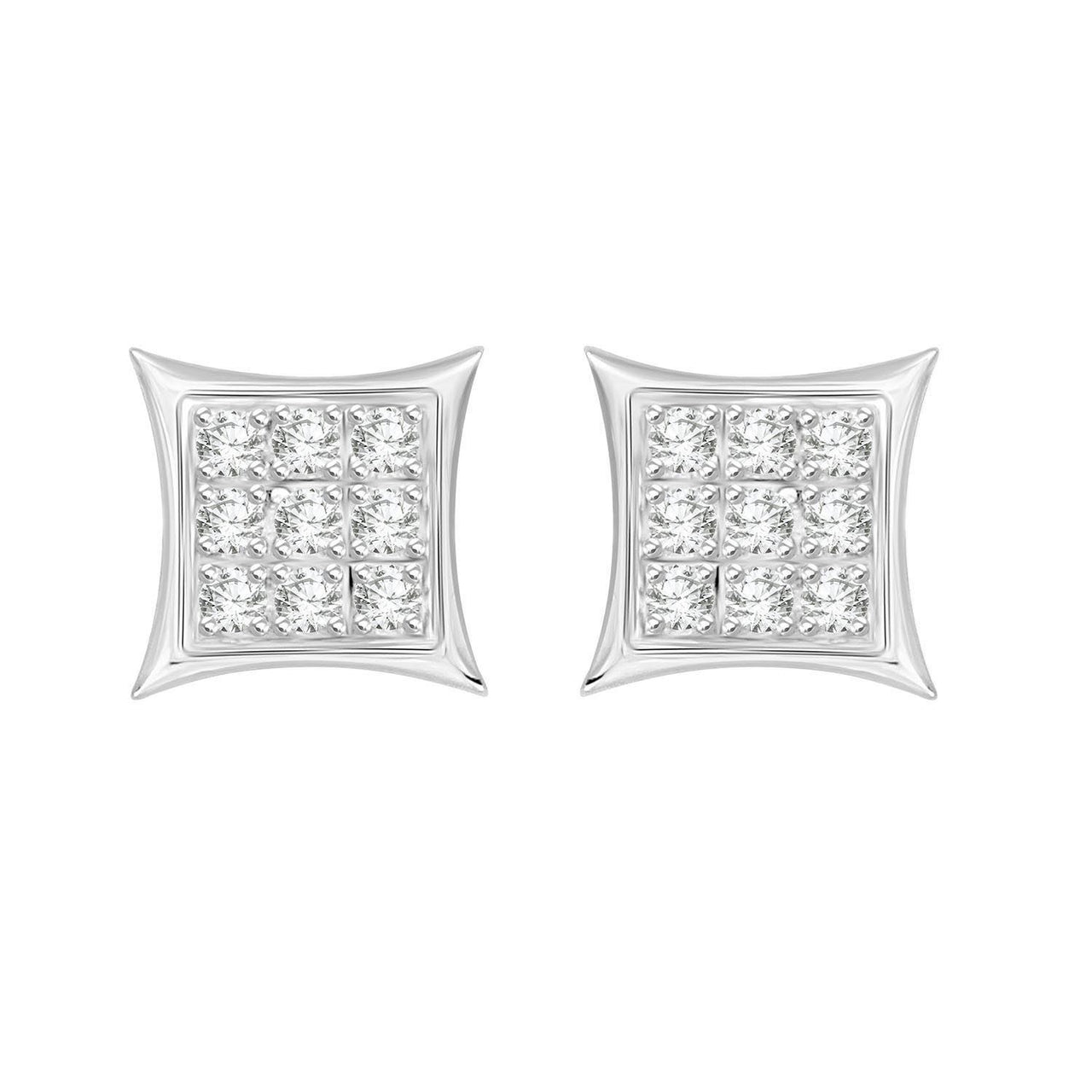 MEN'S EARRINGS 1/20 CT ROUND DIAMOND 10K WHITE GOLD