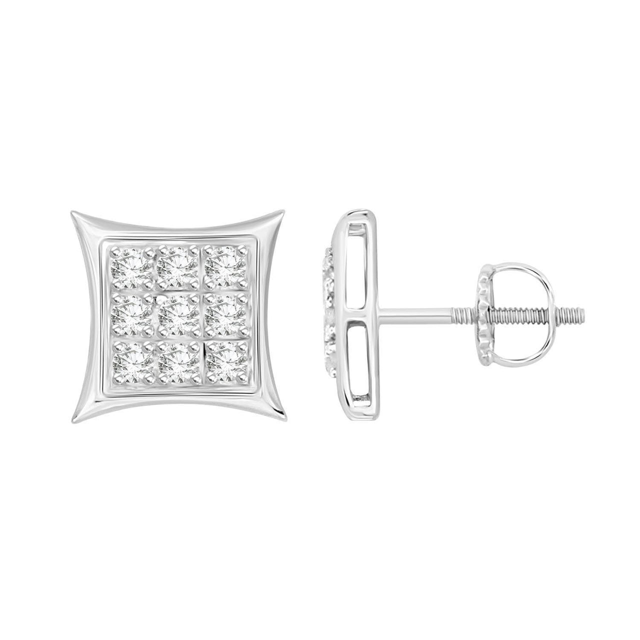 MEN'S EARRINGS 1/20 CT ROUND DIAMOND 10K WHITE GOLD