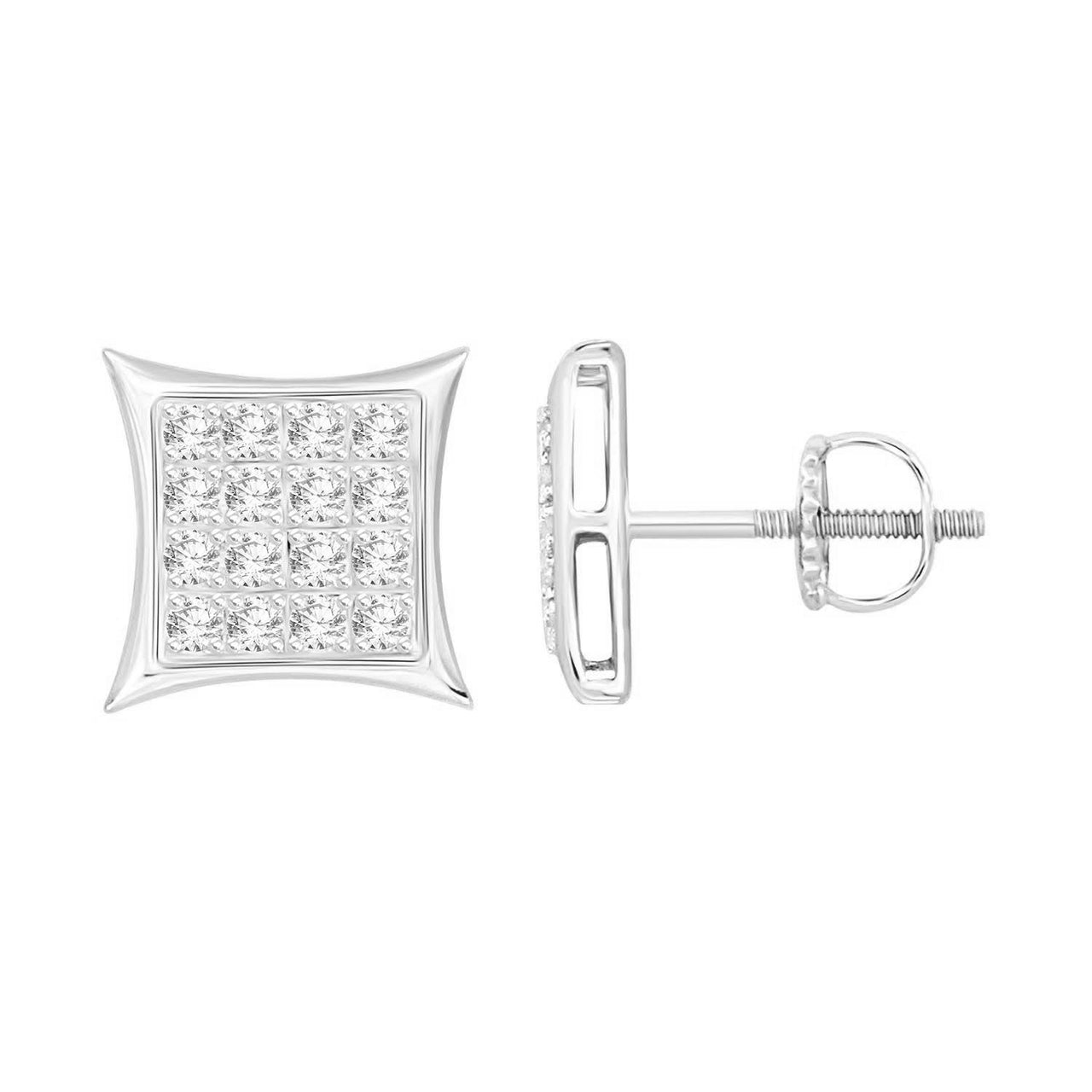 MEN'S EARRINGS 1/10 CT ROUND DIAMOND SILVER