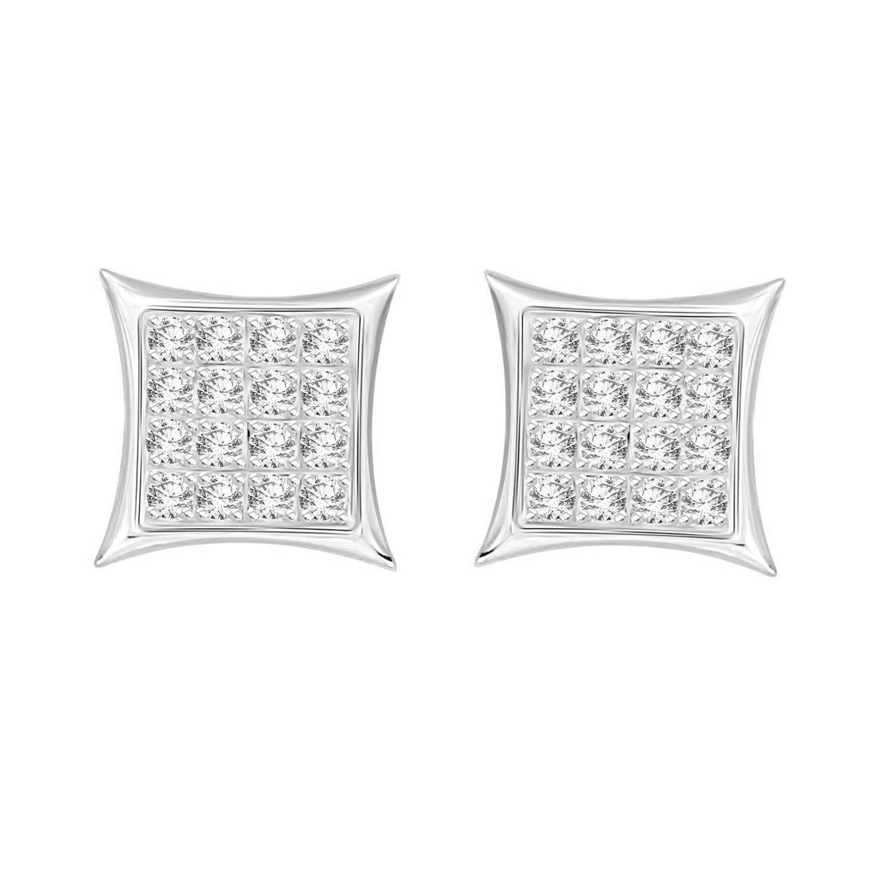 MEN'S EARRINGS 1/10 CT ROUND DIAMOND SILVER