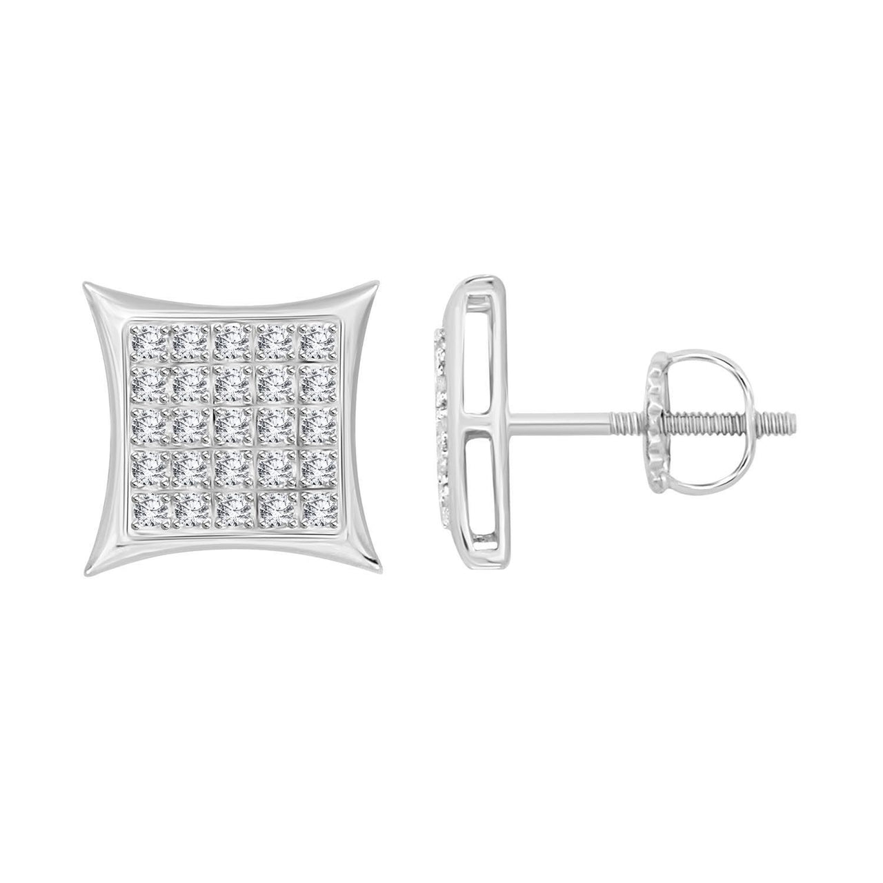 MEN'S YUVA EARRINGS 1/6 CT ROUND DIAMOND SILVER