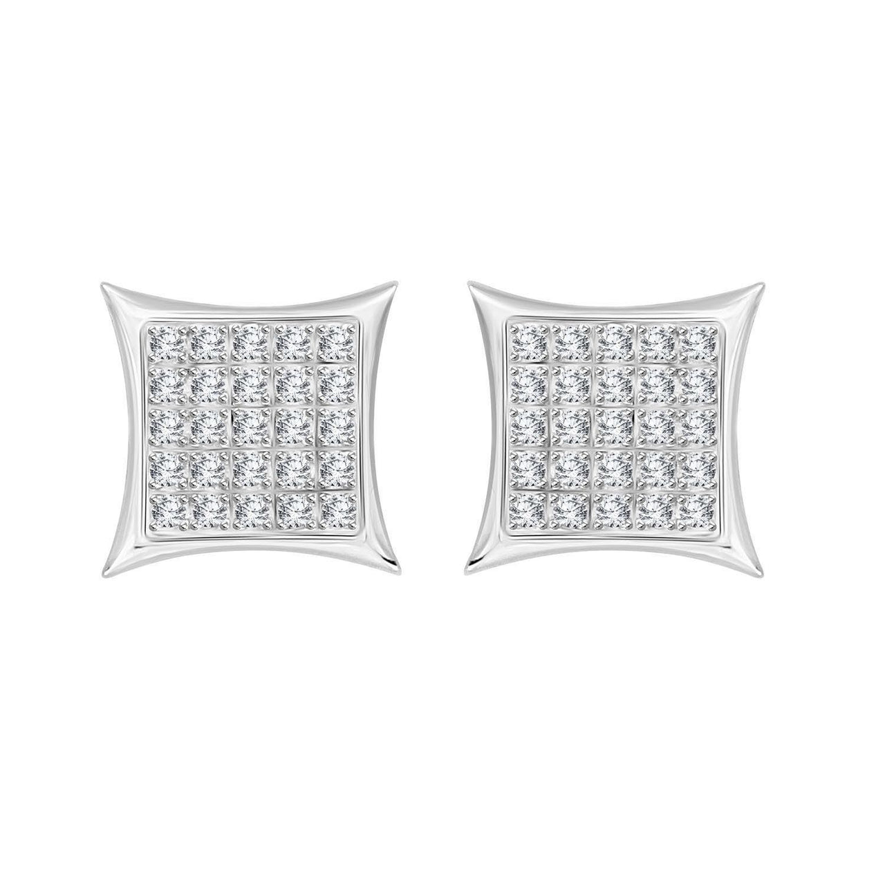 MEN'S YUVA EARRINGS 1/6 CT ROUND DIAMOND SILVER