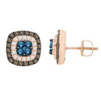 Thumbnail for LADIES EARRING 1 CT ROUND /CAPPUCCINO/BLU DIAMOND 10K ROSE GOLD