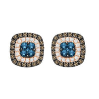 Thumbnail for LADIES EARRING 1 CT ROUND /CAPPUCCINO/BLU DIAMOND 10K ROSE GOLD