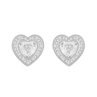 Thumbnail for LADIES EARRINGS 1/10 CT ROUND DIAMOND SILVER WHITE