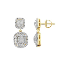 Thumbnail for LADIES EARRING 1 CT ROUND/BAGUETTE DIAMOND 14K YELLOW GOLD