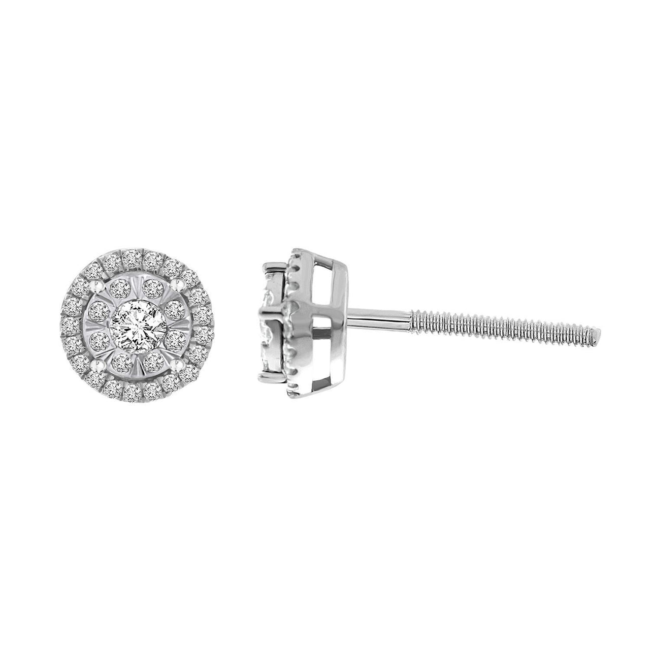 LADIES EARRINGS 1/3 CT ROUND DIAMOND 10K WHITE GOLD