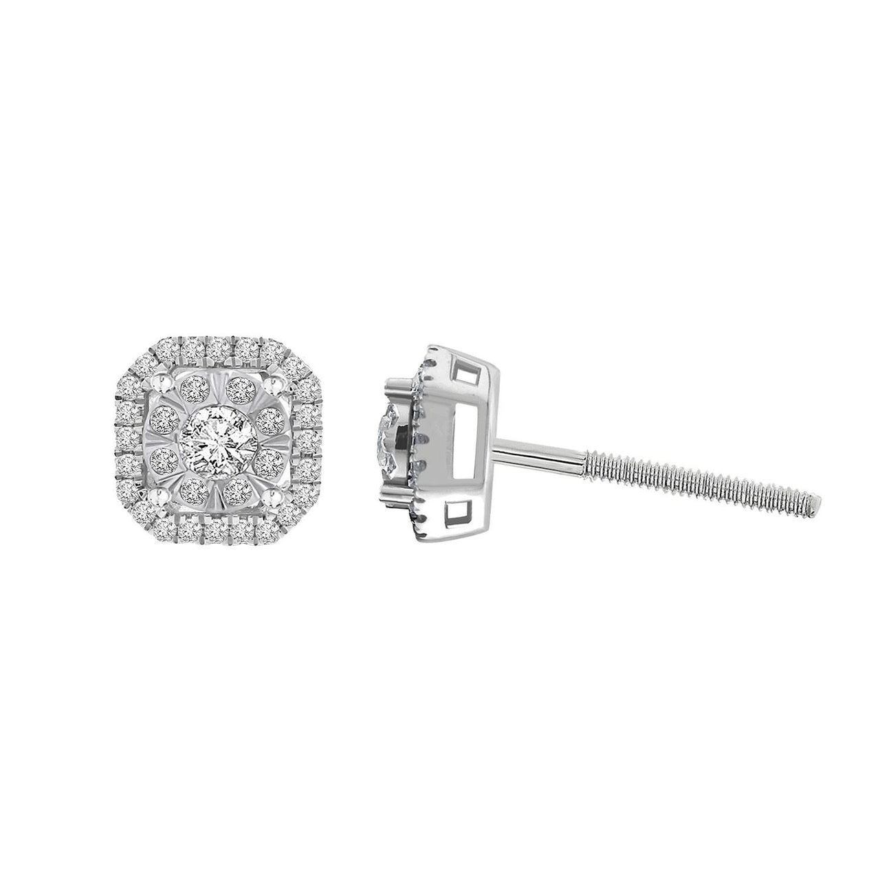 LADIES EARRINGS 1/3 CT ROUND DIAMOND 10K WHITE GOLD