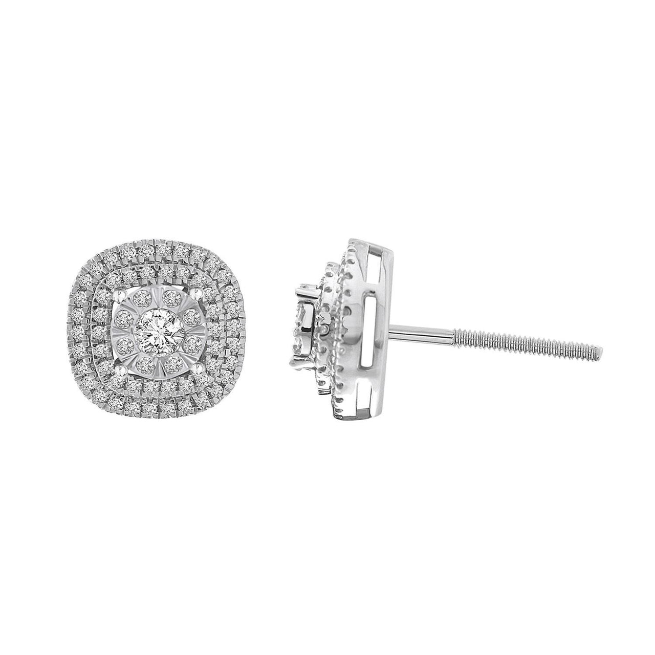 LADIES EARRINGS 1/2 CT ROUND DIAMOND 10K WHITE GOLD