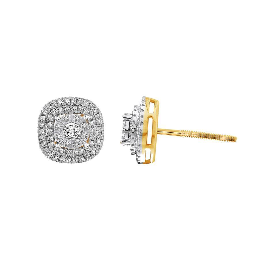 LADIES EARRINGS 1/2 CT ROUND DIAMOND 10K YELLOW GOLD