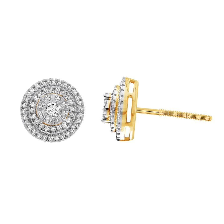 LADIES EARRINGS 1/2 CT ROUND DIAMOND 10K YELLOW GOLD