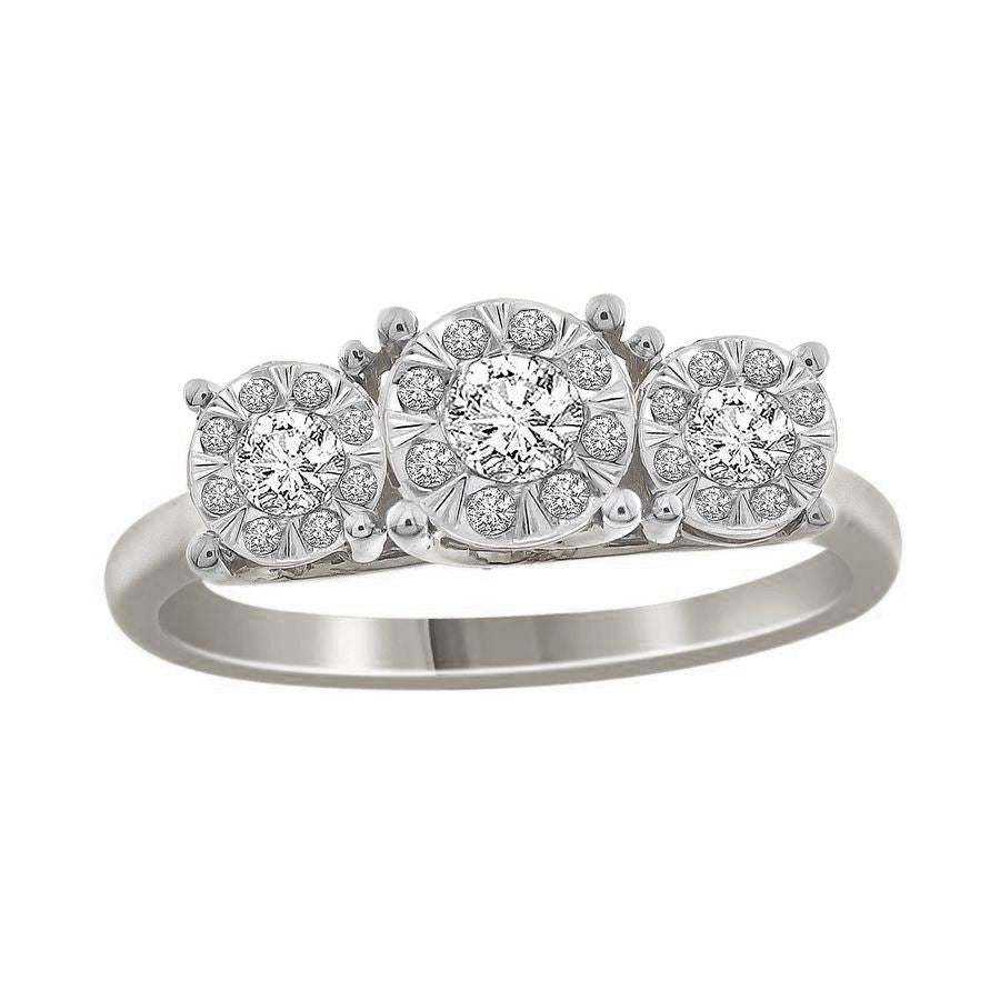 LADIES RING 1/3 CT ROUND DIAMOND 10K WHITE GOLD