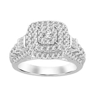 Thumbnail for LADIES RING 1 1/2 CT ROUND/BAGUETTE DIAMOND 10K WHITE GOLD