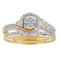 Thumbnail for LADIES BRIDAL RING SET 1/6 CT ROUND DIAMOND 10K YELLOW GOLD