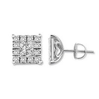 Thumbnail for LADIES EARRINGS 1/4 CT ROUND/PRINCESS DIAMOND 14K WHITE GOLD