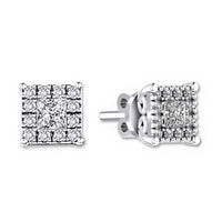 Thumbnail for LADIES EARRINGS 1/4 CT ROUND/PRINCESS DIAMOND 14K WHITE GOLD