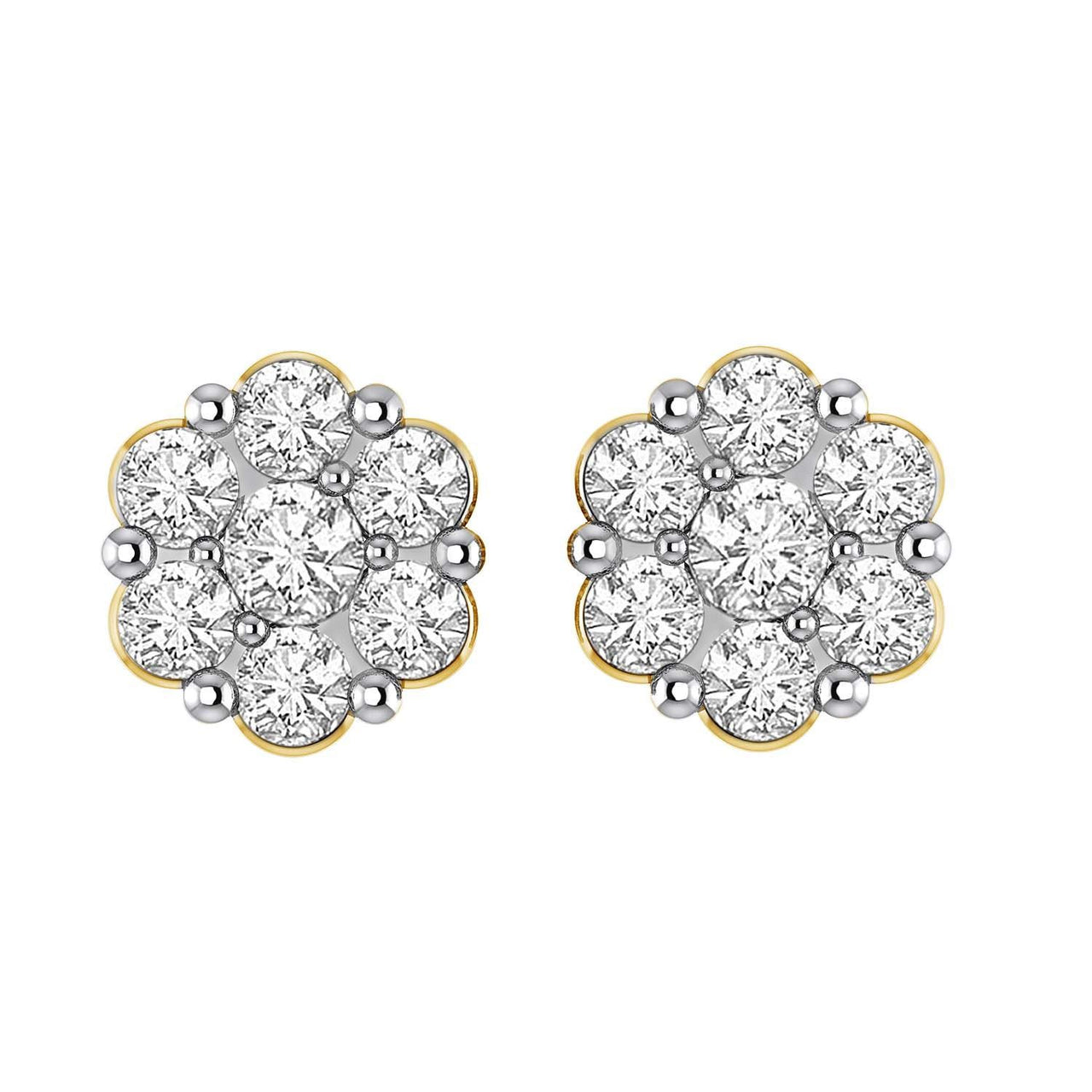 LADIES EARRINGS 1/6 CT ROUND DIAMOND 10K YELLOW GOLD