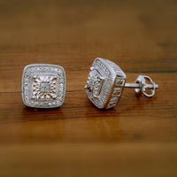 Thumbnail for LADIES EARRINGS 1/10 CT ROUND DIAMOND SILVER WHITE
