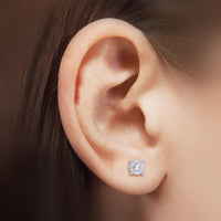 Thumbnail for LADIES EARRINGS 1/10 CT ROUND DIAMOND SILVER WHITE