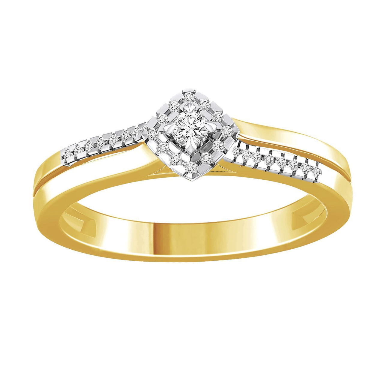 LADIES RING 1/6 CT ROUND DIAMOND 10K YELLOW GOLD