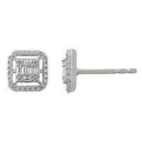Thumbnail for LADIES EARRING 1/6 CT ROUND/BAGUETTE DIAMOND 10K WHITE GOLD