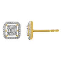 Thumbnail for LADIES EARRING 1/6 CT ROUND/BAGUETTE DIAMOND 10K YELLOW GOLD