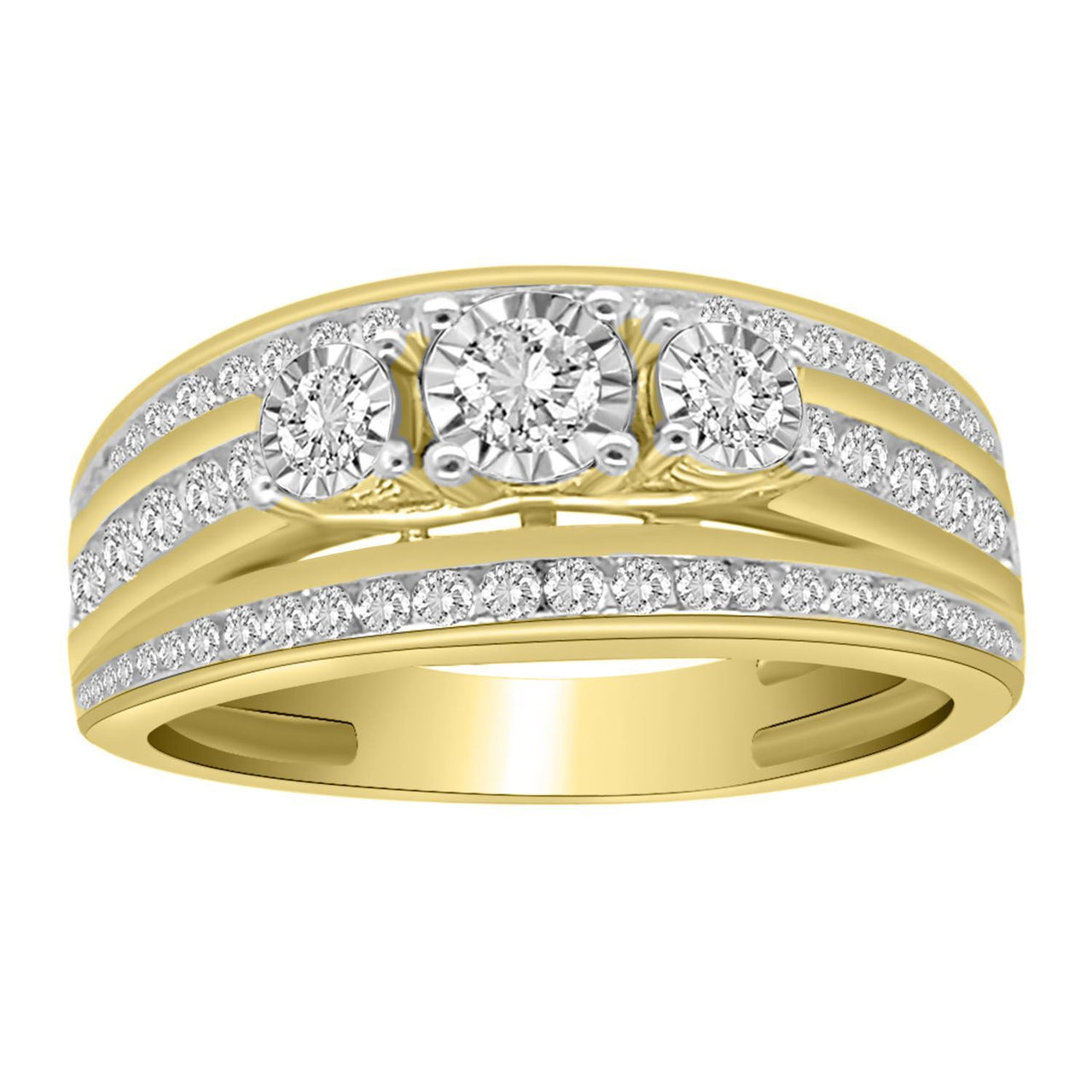 LADIES RING 3/4 CT ROUND 14K YELLOW GOLD