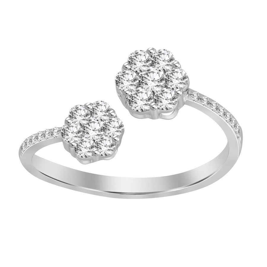 LADIES RING 1/2 CT ROUND DIAMOND 14K WHITE GOLD