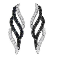 Thumbnail for LADIES EARRINGS 3/4 CT WHITE/BLACK ROUND DIAMOND 10K YELLOW GOLD