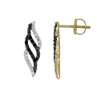 Thumbnail for LADIES EARRINGS 3/4 CT WHITE/BLACK ROUND DIAMOND 10K YELLOW GOLD