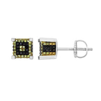 Thumbnail for LADIES EARRINGS 5/8 CT BLACK/CANARY ROUND DIAMOND SILVER