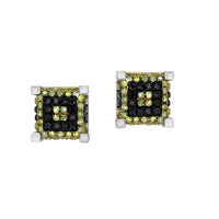 Thumbnail for LADIES EARRINGS 5/8 CT BLACK/CANARY ROUND DIAMOND SILVER