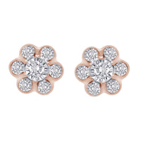 Thumbnail for LADIES EARRINGS 1/4 CT ROUND DIAMOND 10K ROSE GOLD