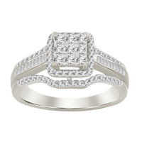 Thumbnail for LADIES RING 1/2 CT ROUND/BAGUETTE DIAMOND 10K WHITE GOLD
