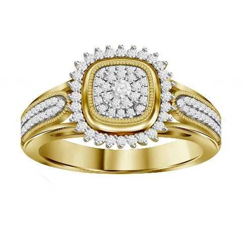 LADIES RING 1/3 CT ROUND DIAMOND 10K YELLOW GOLD