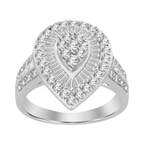 Thumbnail for LADIES RING 1 CT ROUND/BAGUETTE DIAMOND 10K WHITE GOLD