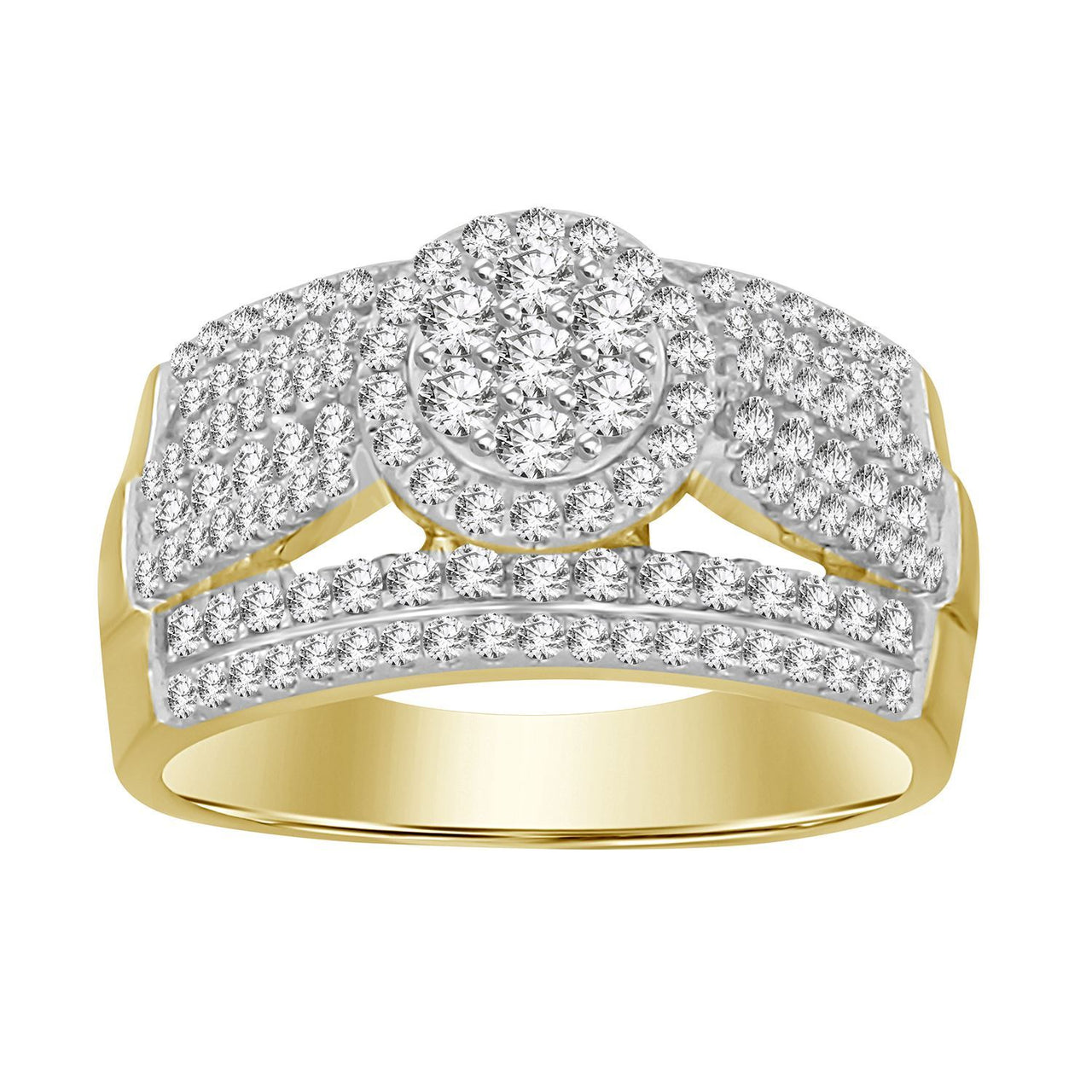 LADIES RING 1 CT ROUND DIAMOND 10K YELLOW GOLD