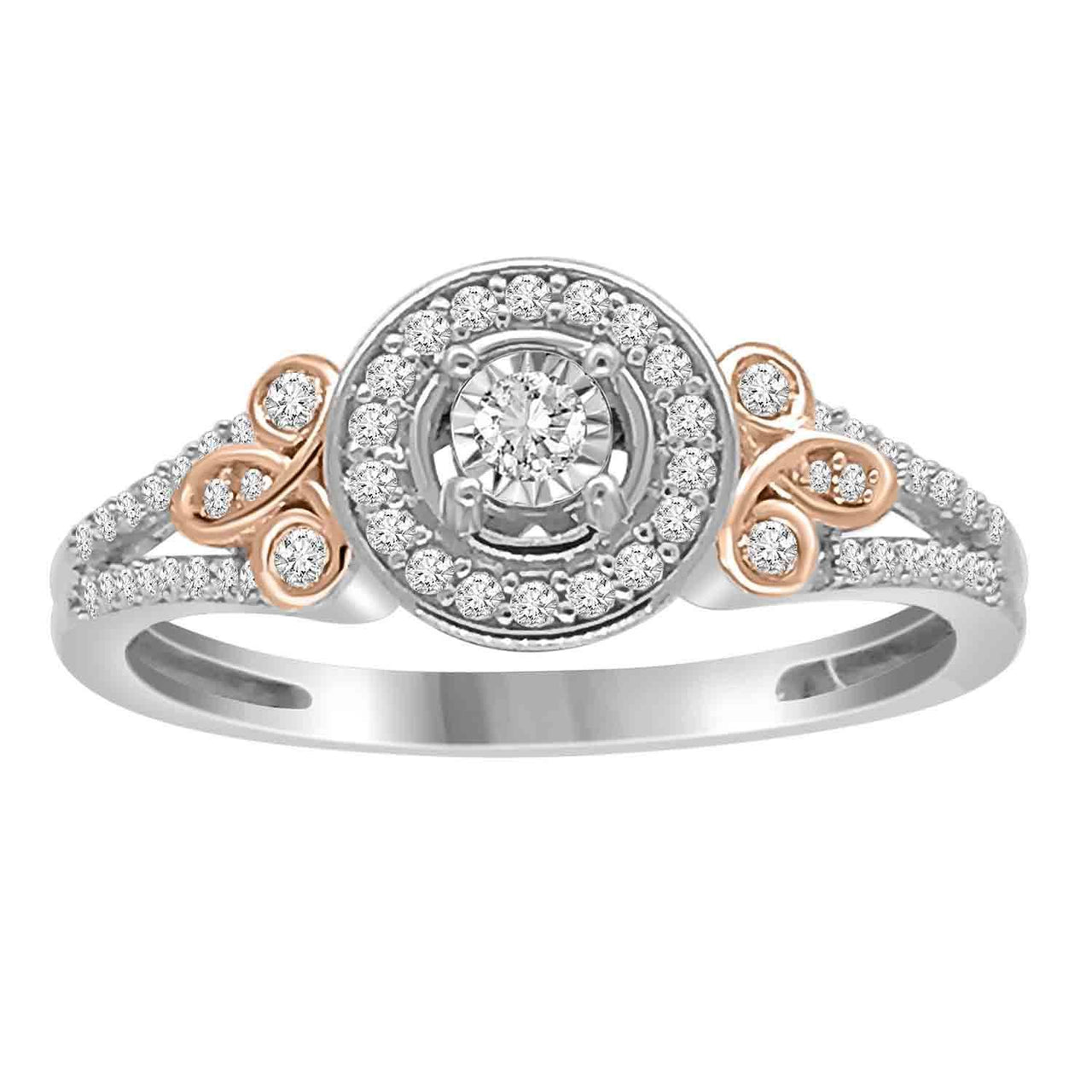 LADIES RING 1/4 CT ROUND DIAMOND 10K TT WHITE & ROSE GOLD