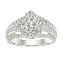Thumbnail for LADIES RING 1 CT ROUND/BAGUETTE DIAMOND 10K WHITE GOLD