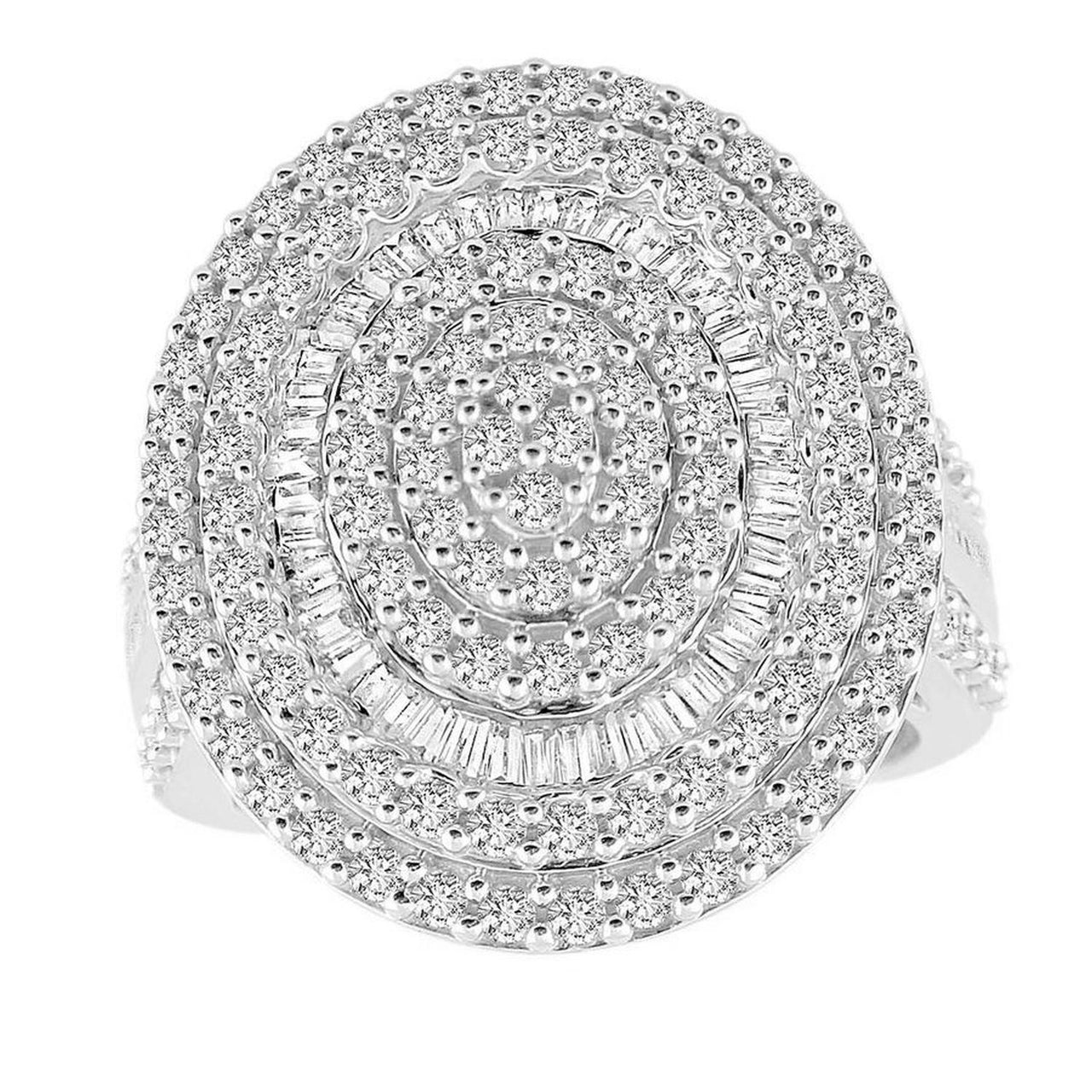 LADIES RING 2 CT ROUND DIAMOND 10K WHITE GOLD