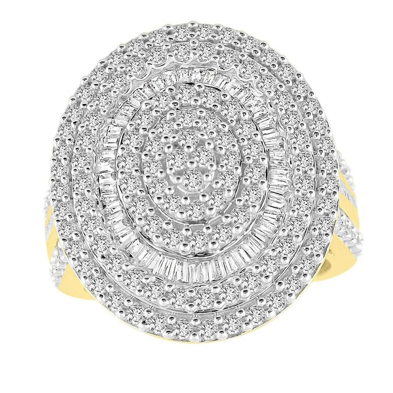 LADIES RING 2 CT ROUND DIAMOND 10K YELLOW GOLD
