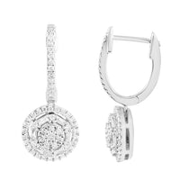 Thumbnail for LADIES DIAMOND EARRING 1/2 CT ROUND/BAGUETTE DIAMOND 10K WHITE GOLD
